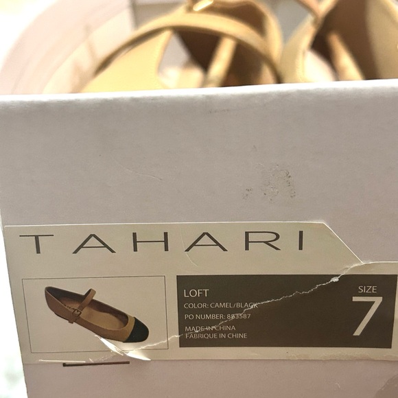 Tahari Tan Black Vegan Leather MaryJane ankle strap ballet women’s size 7 (NEW) - Picture 11 of 12